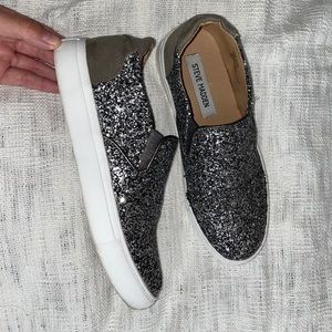 Steve Madden glitter slip ons